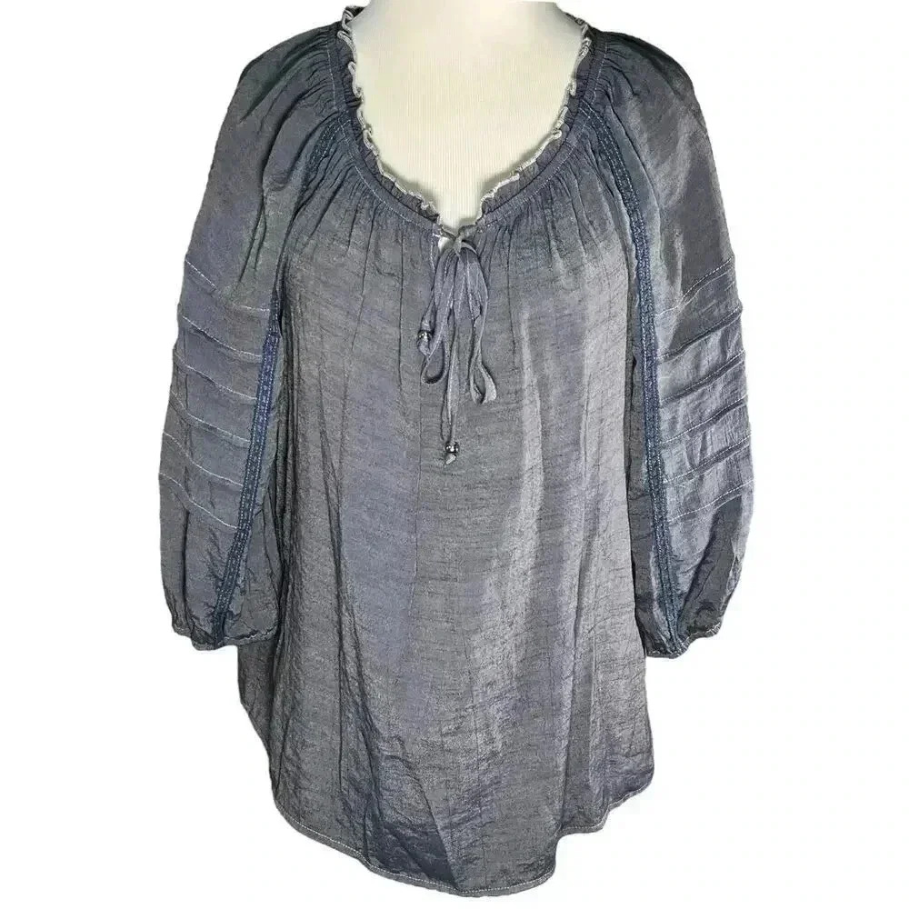 Unique Spectrum‎ Blue Long Sleeve Top Small